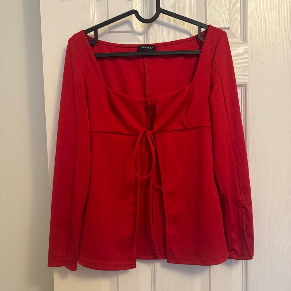 Elegant Red Long Sleeve Blouse